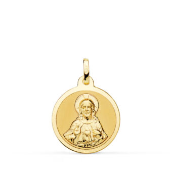 Medalla Sagrado Corazón de Jesús 18 mm Oro Amarillo 18K