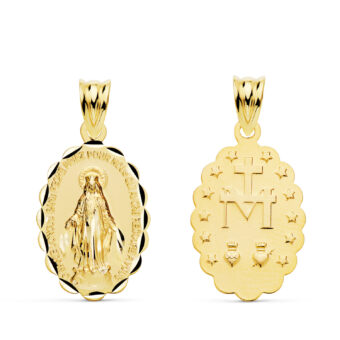 Medalla Virgen Milagrosa 20 x 15 mm Oro Amarillo 18K Escapulario