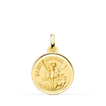 Medalla Saint Michel 16 mm en Oro Amarillo 18K con Bisel