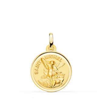 Medalla Saint Michel 18 mm en Oro Amarillo 18K con Bisel