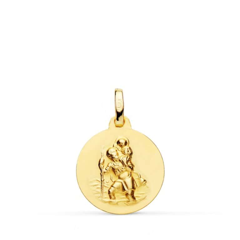 Medalla San Cristóbal 16 mm Oro Amarillo 18K Mate - Imagen 1