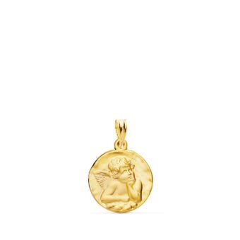 Medalla Ángel Burlón 16 mm Oro Amarillo 18 Quilates Mate