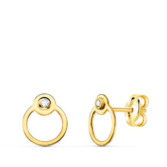 Pendientes 7 x 6 mm Oro Amarillo 18 Quilates Aro con Circonita