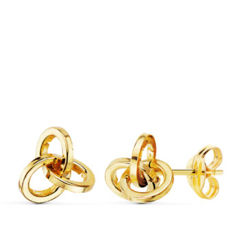 Pendientes 8 x 7 mm Oro Amarillo 18 Quilates Aros Trenzados