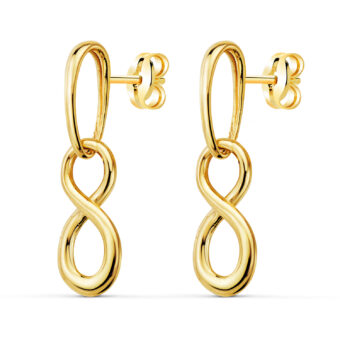 Pendientes 25 x 8 mm Oro Amarillo 18 Quilates Infinito