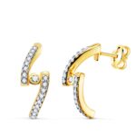 Pendientes Medio Aro 15×6 mm Oro Bicolor 18 Quilates