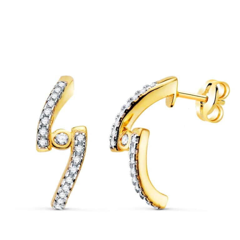 Pendientes Medio Aro 15×6 mm Oro Bicolor 18 Quilates - Imagen 1