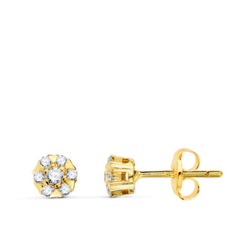 Pendientes 5 x 5 mm Oro Amarillo 18K Cuajo 0,254 ct
