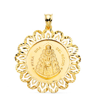 Medalla Virgen del Rocío 34 x 34 mm Oro Amarillo 18K con Orla