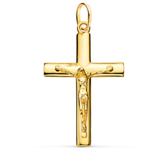 Cruz Cristo 38 x 24 mm en Oro Amarillo de 18K Tubo