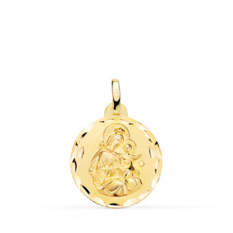 Medalla Virgen del Carmen 18 mm en Oro Amarillo 18K Tallada