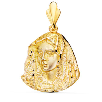 Medalla Virgen Macarena de 29 x 28 mm en Oro Amarillo 18K con Silueta