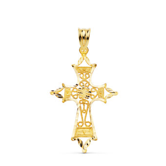 Cruz de Jerusalén 37 x 25 mm Oro Amarillo 18K Filigranas Punta
