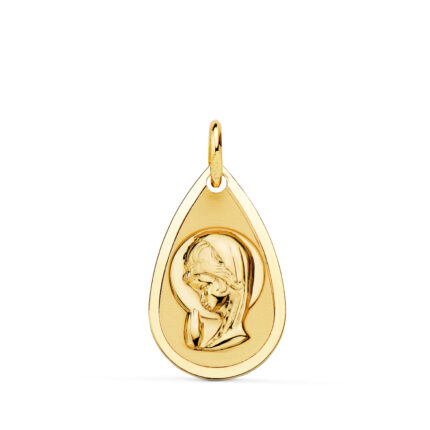 Medalla Virgen Niña 19 x 11 mm en Oro Amarillo 18 Quilates Lágrima