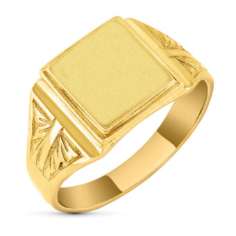Sello Macizo Cadete Laterales Tallados Oro Amarillo 18K