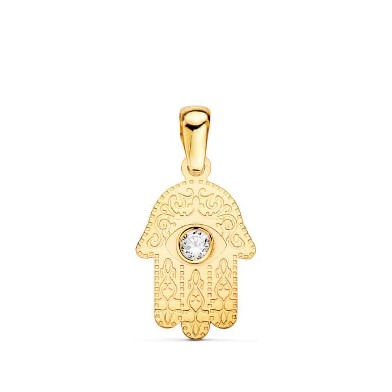 Colgante Mano de Fátima 15 x 9 mm en Oro Amarillo 18 Quilates - Imagen 1