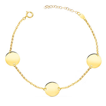 Pulsera 21 cm en Oro Amarillo 18 Quilates Medallas