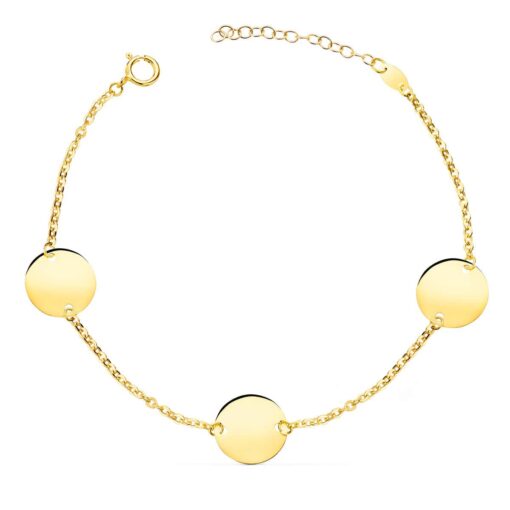 Pulsera 21 cm en Oro Amarillo 18 Quilates Medallas