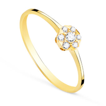 Anillo Diamantes 0,127 ct Oro Amarillo 18K Cuajo Flor