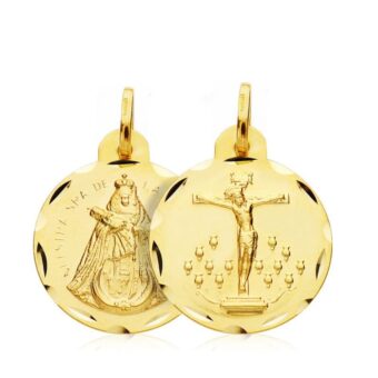Medalla Escapulario Cristo de la Laguna y Virgen Candelaria 20mm Oro Amarillo 18K
