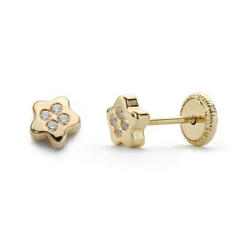 Pendientes Bebé 5 mm en Oro Amarillo 18 Quilates Estrellas con Circonitas