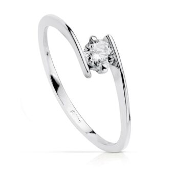 Solitario Compromiso Oro Blanco 18K Circonita 4 mm