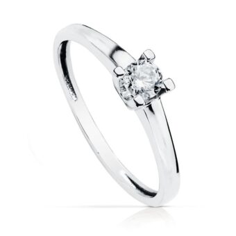 Solitario Compromiso Oro Blanco 18K Circonita 4 mm