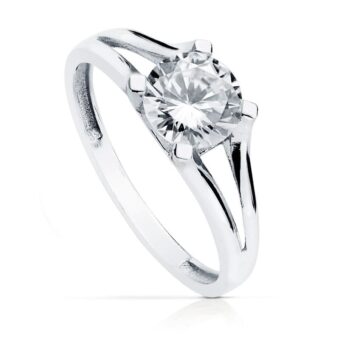 Solitario Compromiso Oro Blanco 18K Circonita 7 mm