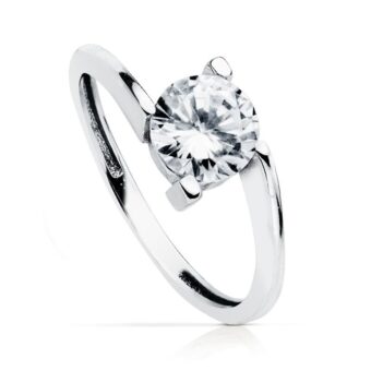 Solitario Compromiso Oro Blanco 18K Circonita 7 mm