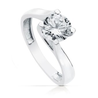 Solitario Compromiso Oro Blanco 18K Circonita 7 mm