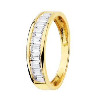 Anillo en Oro Amarillo 18K con Carril de Circonitas Engastadas