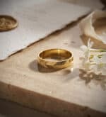 Alianza de 3,5 mm en Oro Amarillo 18K Tallado Espiga - Imagen 2