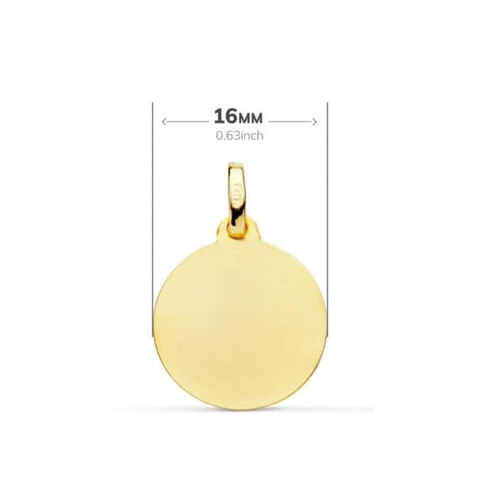 Medalla Virgen María Comunión 16 mm en Oro Amarillo 18 Quilates con Bisel - Imagen 2