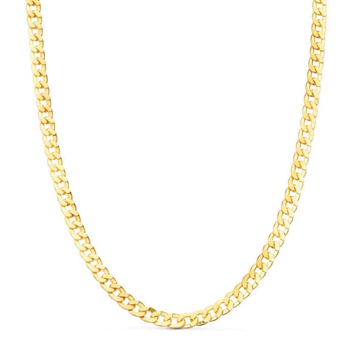 Cadena Barbada Hueca de Oro Amarillo 18K con 60 cm Largo y 5,3 mm Grosor - Imagen 1