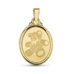 Medalla Oval de 22 x 15 mm en Oro Amarillo 18 Quilates con Osito