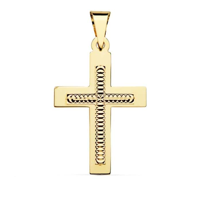 Cruz Plana Tallada 34 x 22mm Oro Amarillo 18K - Imagen 1