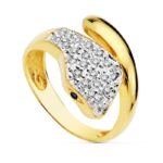 Anillo en Oro Bicolor 18K con Serpiente de Circonitas