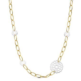Collar Flores Oro Bicolor 18 Quilates
