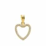 Colgante 14 x 11 mm en Oro Amarillo de 18 Quilates Forma de Corazón de Circonitas