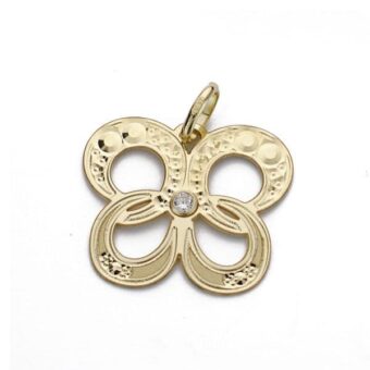 Colgante 15x18 mm en Oro Amarillo de 18 Quilates Forma Mariposa con Circonita