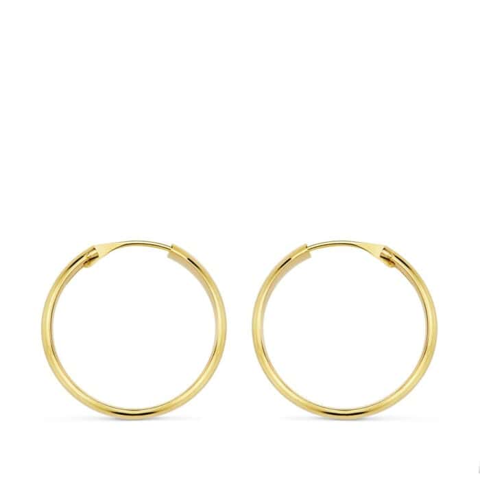 Pendientes Aro 18 x 3 mm en Oro Amarillo de 18 Quilates 1/2 Caña - Imagen 1