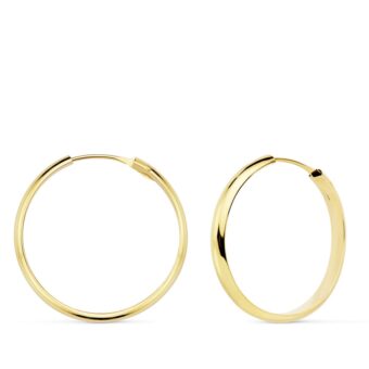 Pendientes Aro 23 x 3 mm Oro Amarillo 18 Quilates Media Caña