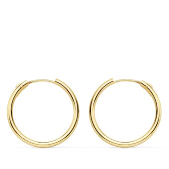Pendientes de Aro Liso en Oro Amarillo de 18 Quilates 18x1,5 mm