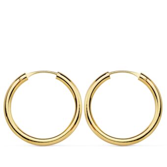 Pendientes Aro 20 x 2 mm Oro Amarillo 18 Quilates