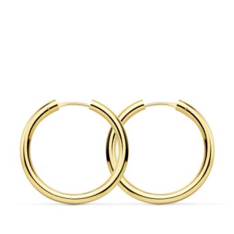 Pendientes Aro Tubo 24 x 2,5 mm Oro Amarillo 18 Quilates