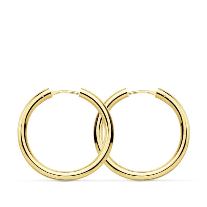 Pendientes Aro Tubo 24 x 2,5 mm Oro Amarillo 18 Quilates - Imagen 1
