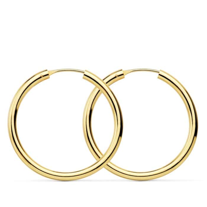 Pendientes Aro 30 x 2,5 mm Oro Amarillo 18 Quilates Media Caña - Imagen 1