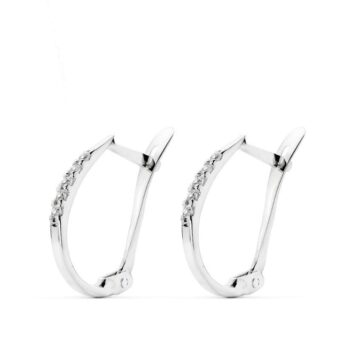 Pendientes Aro 17 x 9 mm en Oro Blanco 18 Quilates con Circonitas