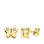 Pendientes en Oro Amarillo 18 Quilates Mariposas 7,5 x 6mm con Circonitas