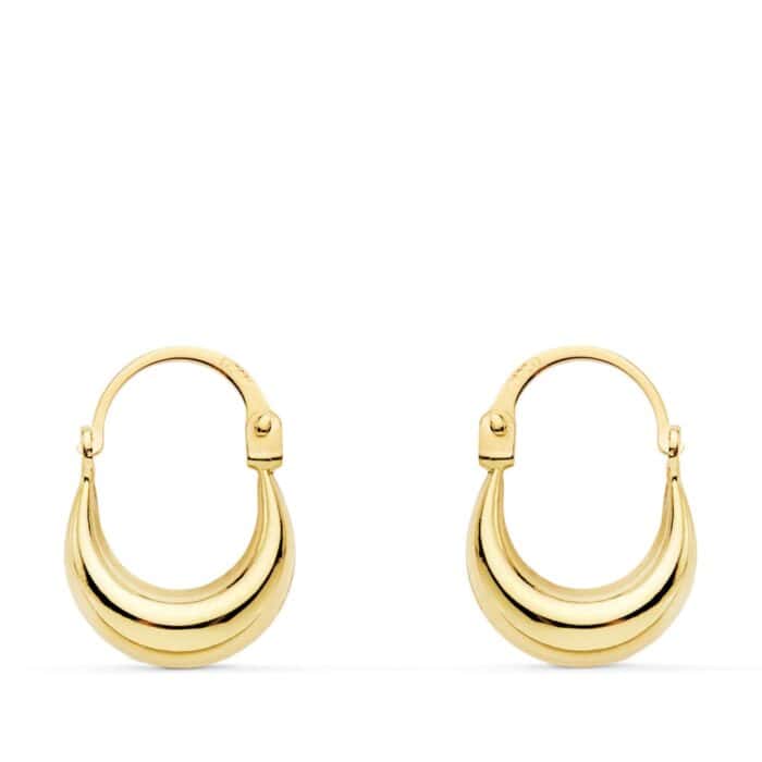 Pendientes Huecos Morcilla Oro Amarillo de 18 Quilates 11 x 4 mm - Imagen 1